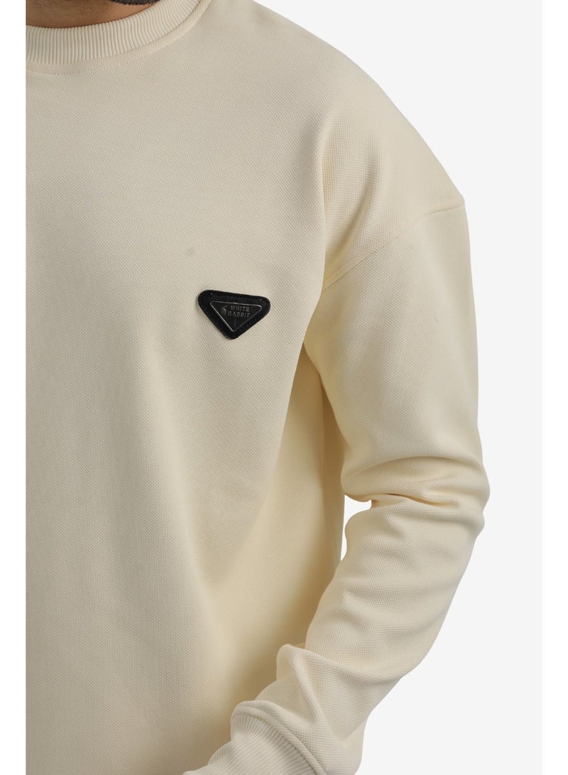 WHITE RABBIT Men’s Cotton Piqué Sweatshirt with Mixed-Back Fabric – High-Quality Comfortable Everyday Wear - Image 4